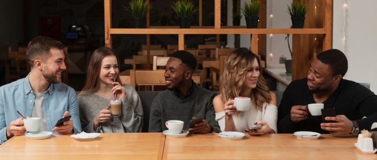 Group of friends drinking coffee